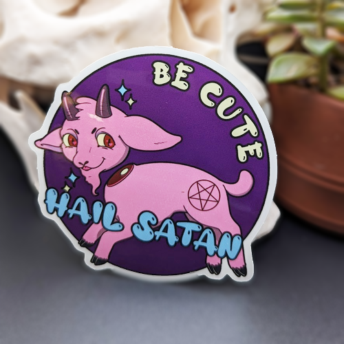Be Cute Hail Satan Sticker