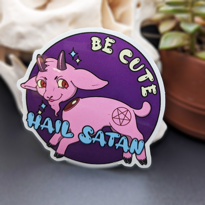 Be Cute Hail Satan Sticker