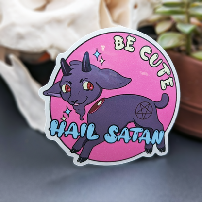 Be Cute Hail Satan Sticker